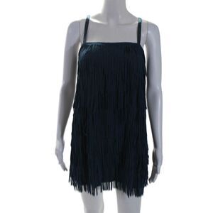 Flannel Womens Dark Blue Fringe Detail Square Neck Sleeveless Mini Dress Size 0